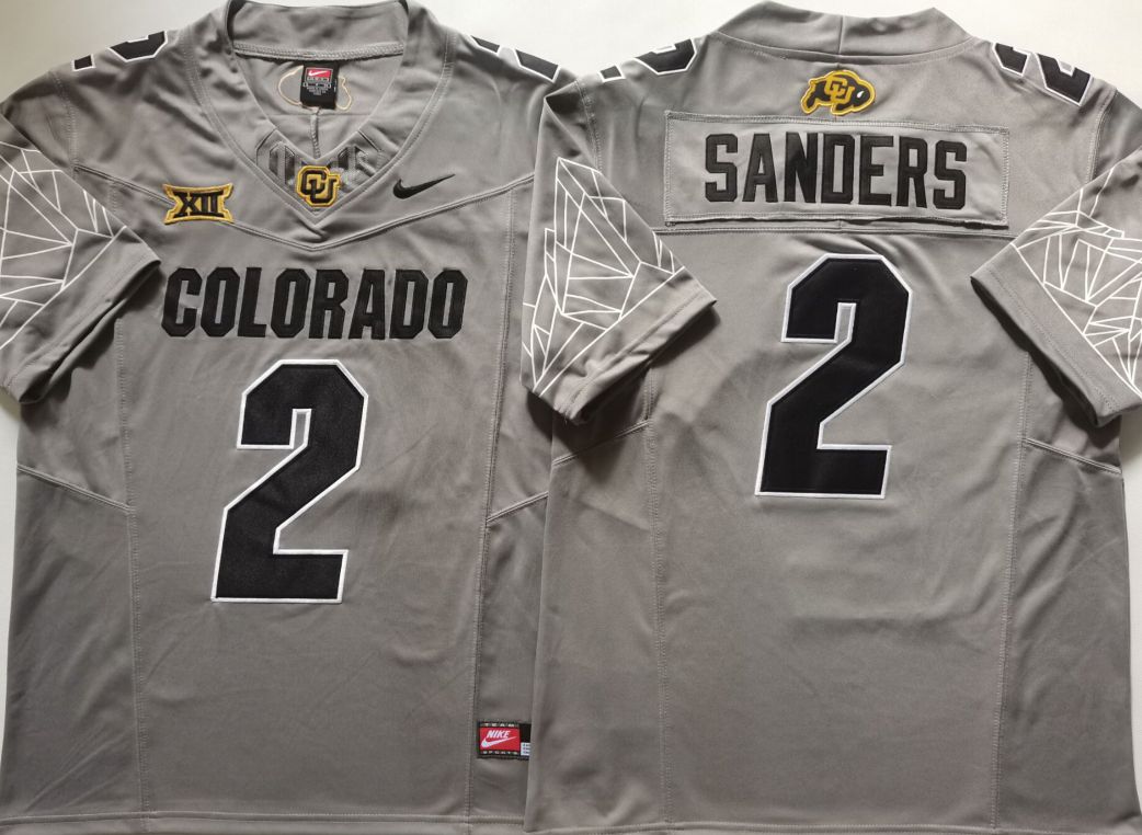 Men Colorado Buffaloes #2 Sanders Grey 2025 Nike Limited NCAA Jersey style 1